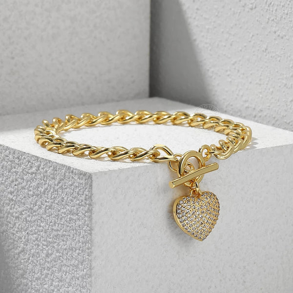 Heart Charm Bracelet Gold HNS Studio Canada
