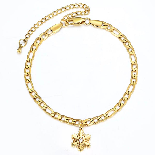 Gold Snowflake Anklet