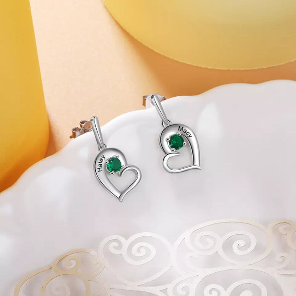 Earrings with Birthstone and Name HNS Studio Canada 