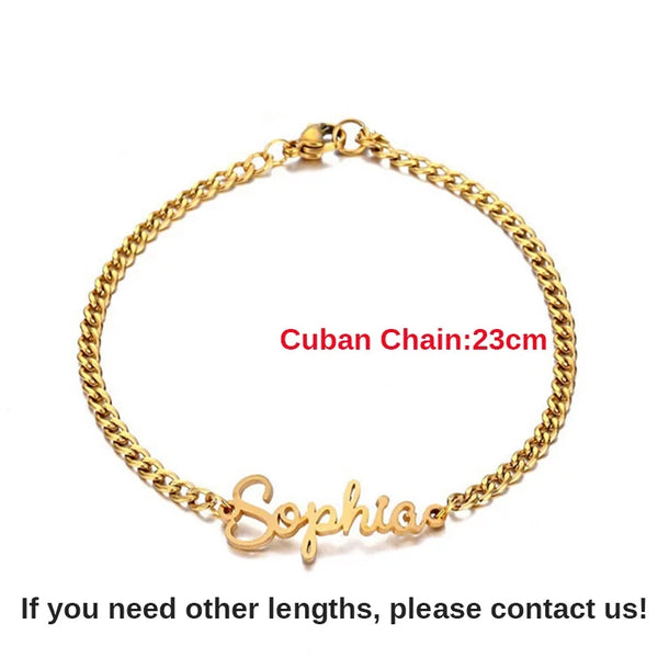 Name Anklet Bracelet in Curb Chain