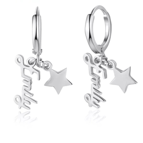 Name Earrings Sterling Silver with Star HNS Studio Canada