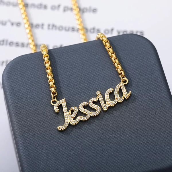 Custom Name necklace with Cubic Zirconia