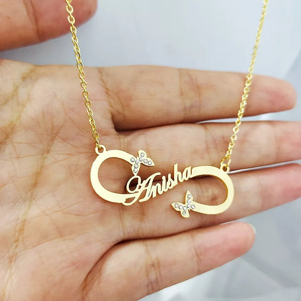 Custom Infinity Name Necklace with Butterfly HNS Studio Canada 