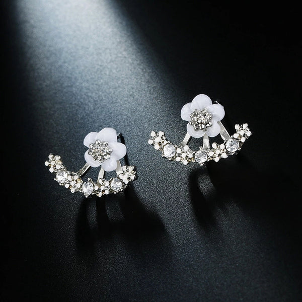 Daisy Crystal Silver Earrings