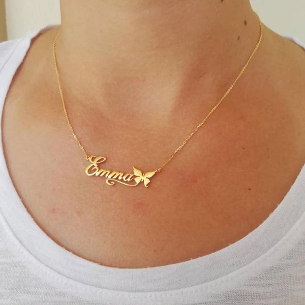 Personalized Butterfly Name Necklace HNS Studio Canada