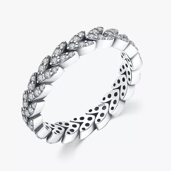 Sterling Silver Stackable Ring Leaves Shape