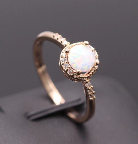 Opal stone Rose gold Ring - HNS Studio