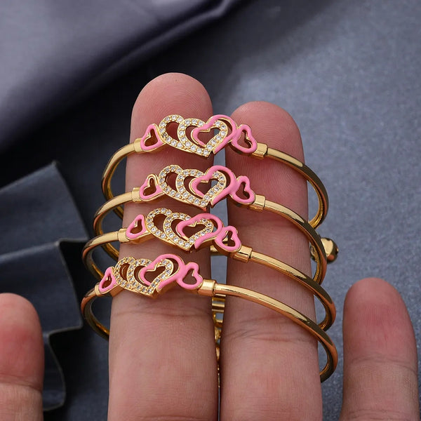 Pink Baby Bracelet, Gold Plated Bangles For  2-10 Years Old Girls HNS Studio Canada 