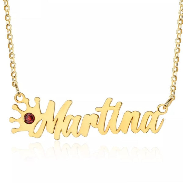 Personalized Custom Cutout Name Necklace with Birthstone and Crown HNS Studio Canada