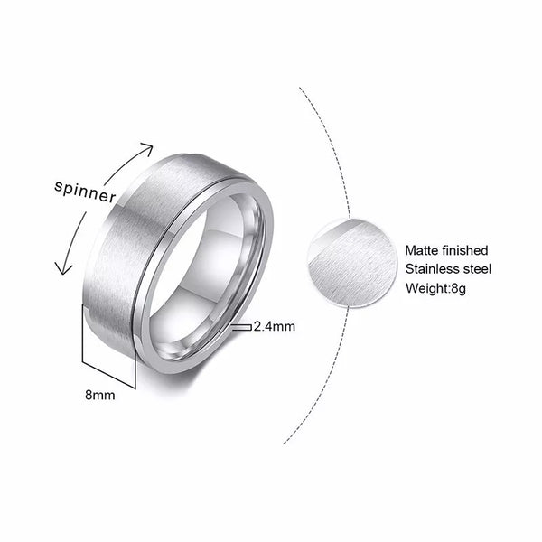 8mm Personalized Engraved Spinner Ring for Men HNS Studio Canada 