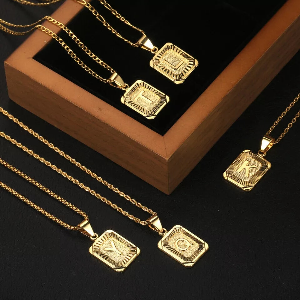 18k Gold Plated Big Square Letter Necklace