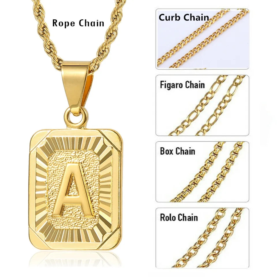 1pc Gold Square Snake Bone Chain English Letter Pendant Necklace | SHEIN