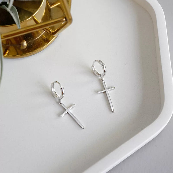 Silver cross earrings 