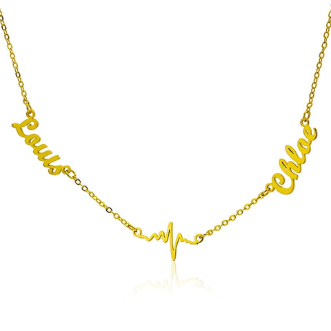 Two Names Necklace with Heartbeat HNs Studio Canada 