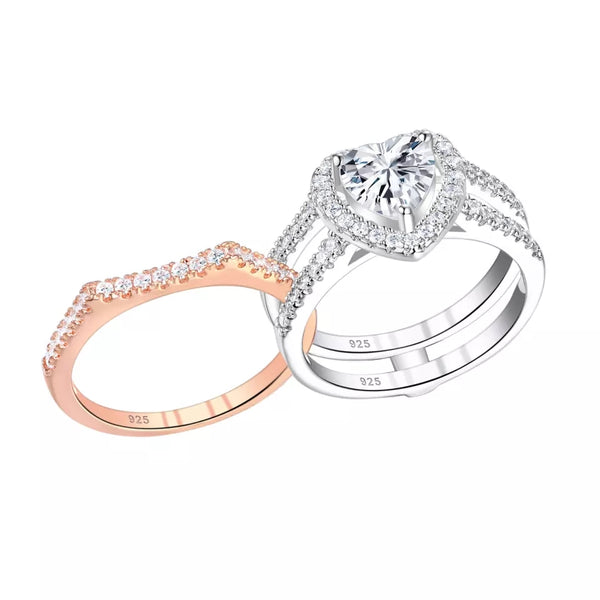 2.0 Carats Sterling Silver Women's Wedding Ring Set