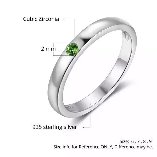 Personalized Sterling Silver Ring with Birthstone and names - HNS Studio