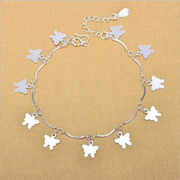 Sterling Silver Butterfly Charms Anklet HNS Studio Canada 