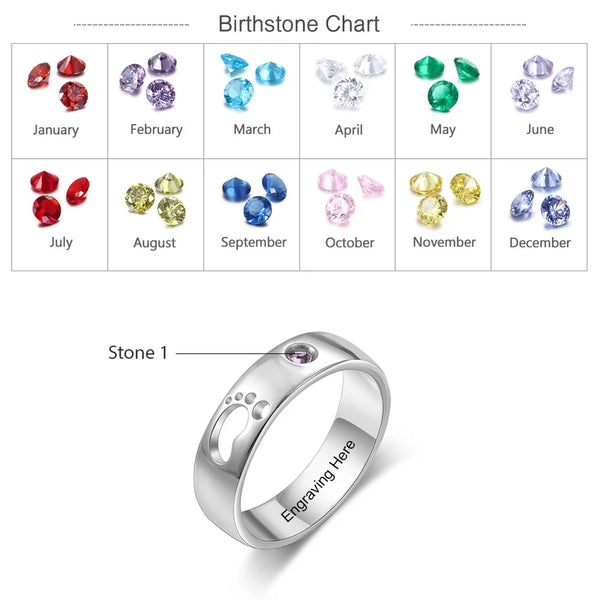 Baby Feet Ring With Birthstone and Engraving HNS Studio Canada 