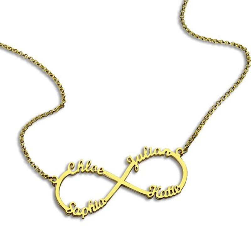Personalized Name Infinity Necklace with 4 Names - HNS Studio