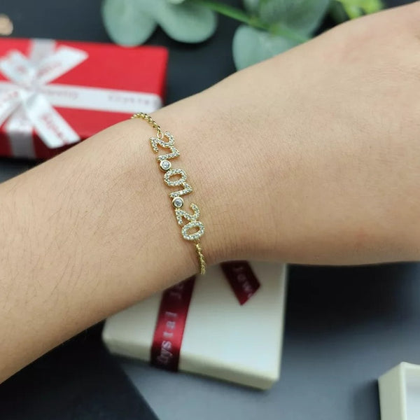 Personalized Date Bracelet with Stimulated Diamonds HNS Studio Canada 