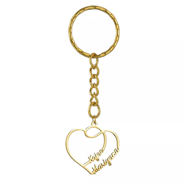 Personalized Two Names Heart Keychain HNS Studio Canada 