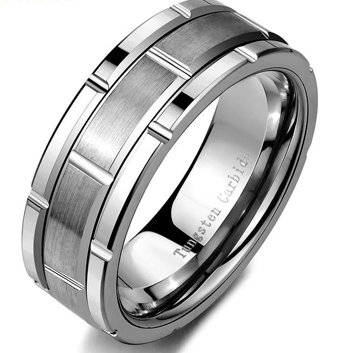 Men's Classic Silver Tungsten Ring