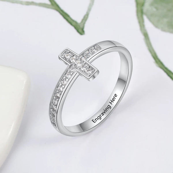 Personalized Name Cross Ring HNS Studio Canada 