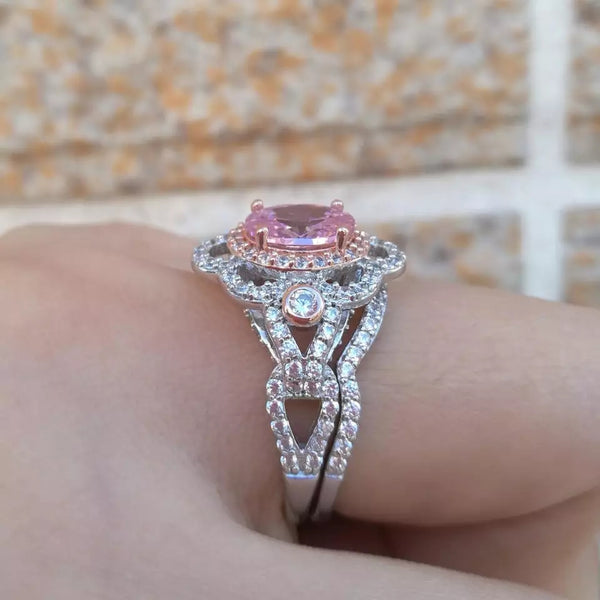 Pink Stone wedding Ring-HNS Studio