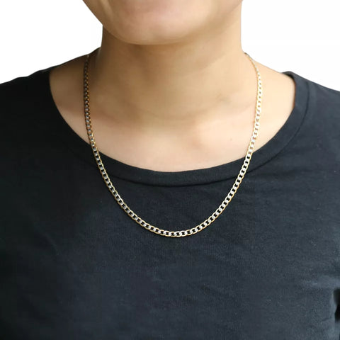 Two Tone Gold Plated Flat Curb Necklace HNS Studio Canada 