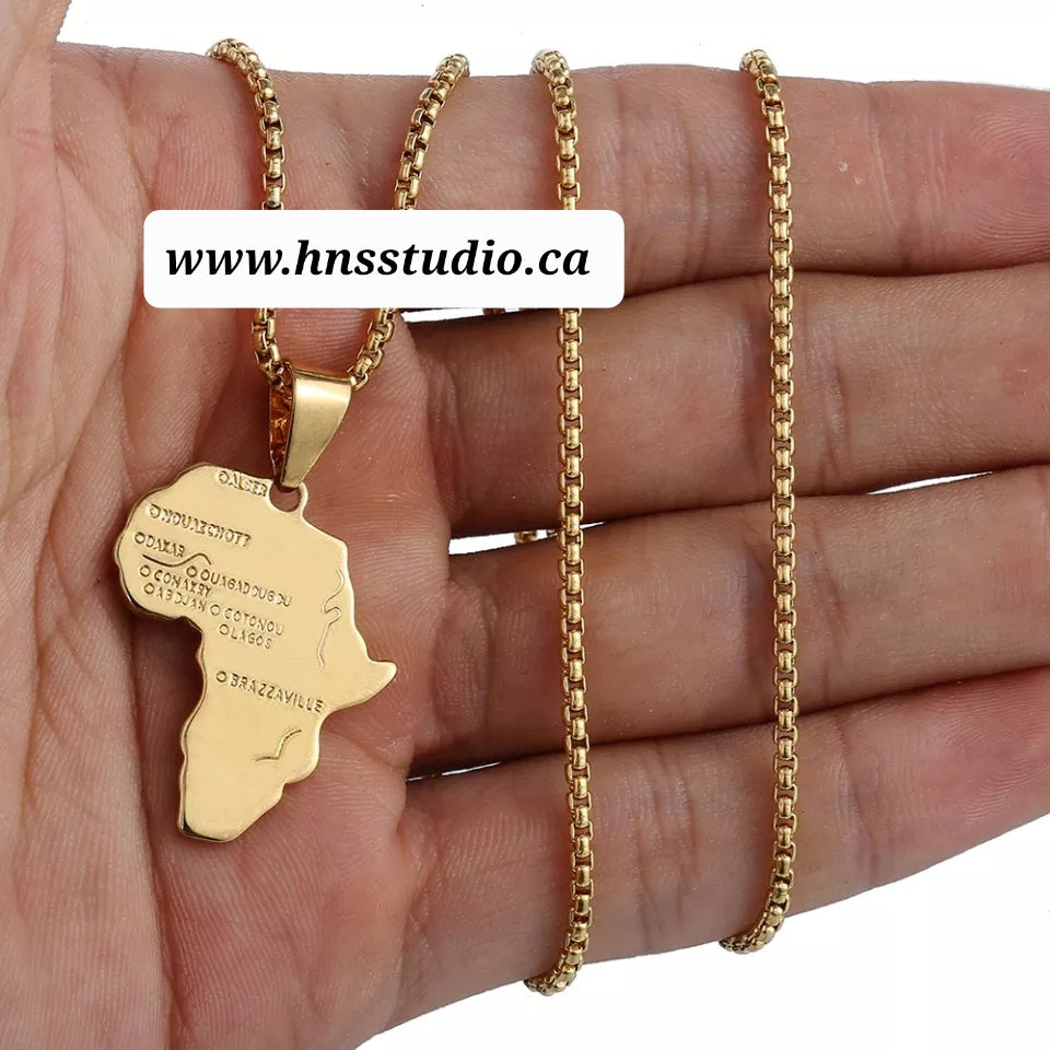 African Inspired Jewelry Africa Map Necklace - Copper Cut-Out Pendant With 18-20 Inch Chain African Continent Jewelry