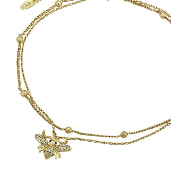 14k Gold Filled Honey Bee Charm Two Layers Anklet HNS Studio Canada 