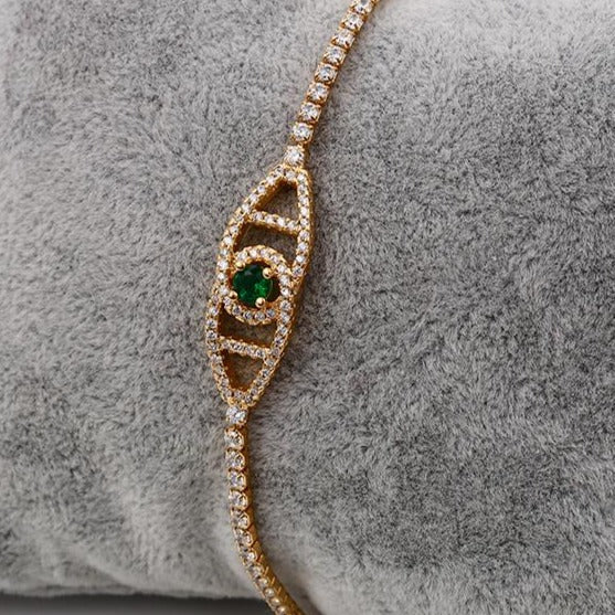 Emerald Tennis Gold Bracelet