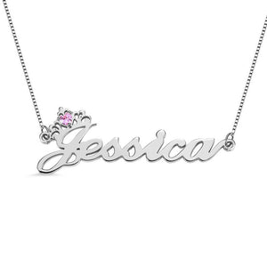Sterling Silver name Necklace with Birthstone HNS Studio Canada