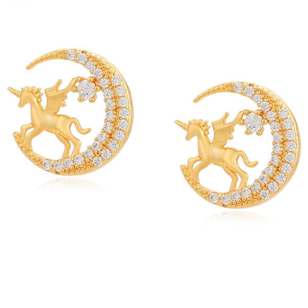 Unicorn Stud Earrings Gold Plated HNS Studio Canada 