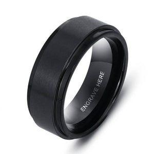 Personalized Engrave Ring for Men Black Stainless Steel HNS Studio Canada 
