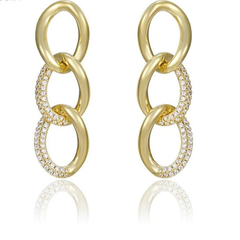Sparkling Link Gold Chain Earrings HNS Studio Canada 