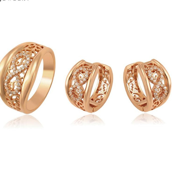 18K Rose Gold Plated Earrings and Ring Set HNS Studio Canada 
