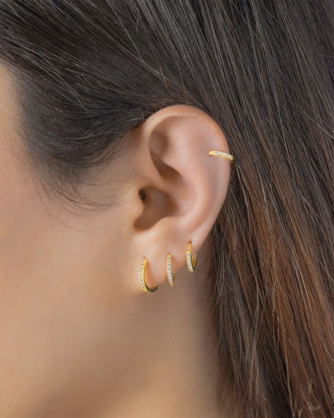 Sterling Silver Huggie Hoop Earrings with Cubic Zirconia