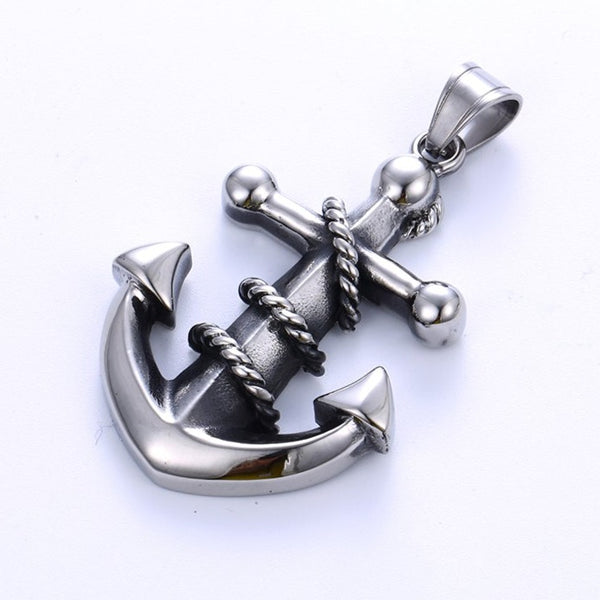 Men's Silver Anchor Pendant Necklace