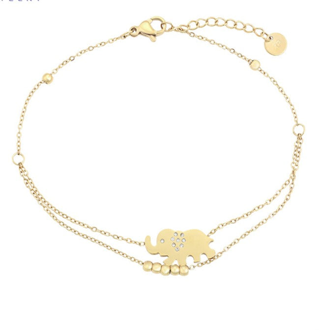 14k Gold Plated Lucky Elephant Anklet HNS Studio Canada 