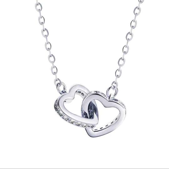925 Silver Interlocking Heart Necklace