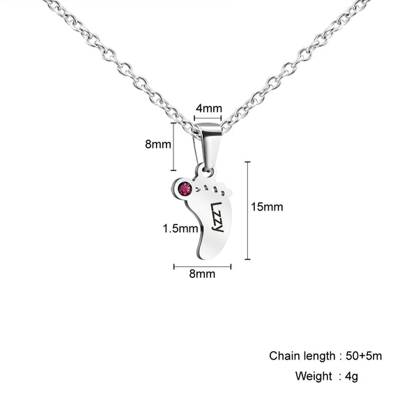 Personalized Baby Feet Necklace with Birthstone HNS Studio Canada 