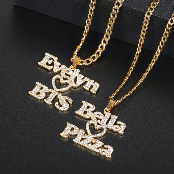 Iced out Two Names Necklace