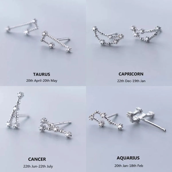 Constellation Zodiac Stud Earrings Sterling Silver HNS Studio Canada 