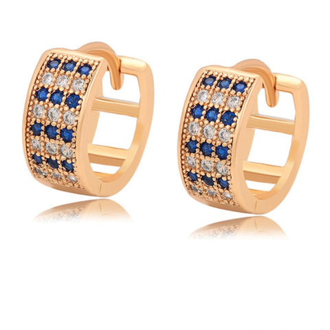 Chunky Blue Sapphire Huggie Hoops 18K Gold Plated HNS Studio Canada 