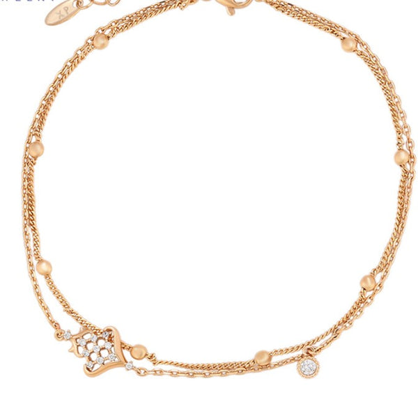 18k Gold Filled Two Layers Anklet with CZ HNS Studio Canada 
