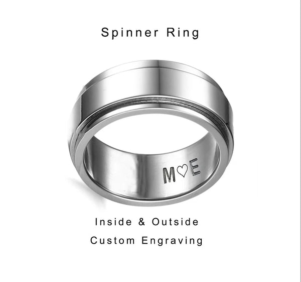 Personalized Engraved Spinner Ring HNS Studio Canada 