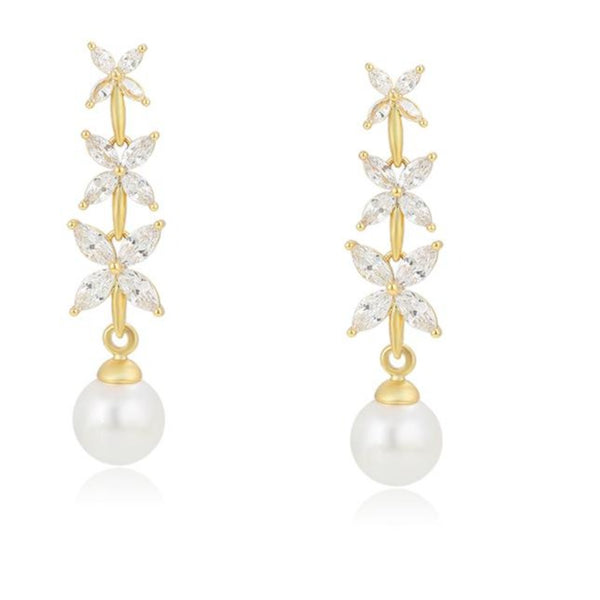 Gold Pearl drop earrings HNS Studio Canada 