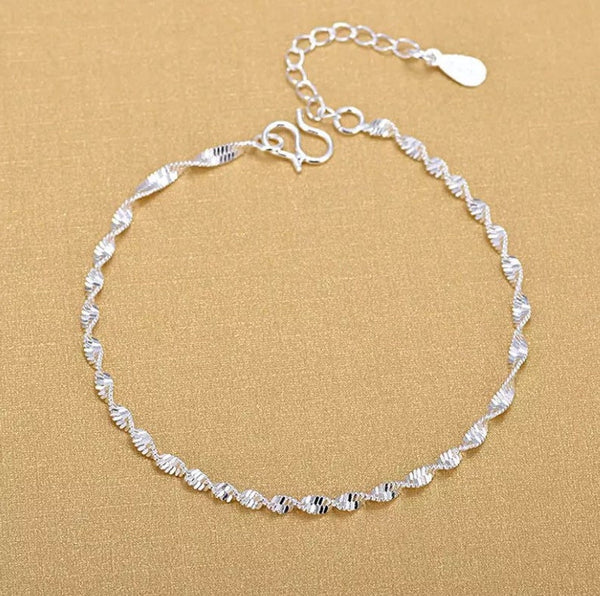 Twisted Wave Chain Sterling Silver Anklet HNS Studio Canada 