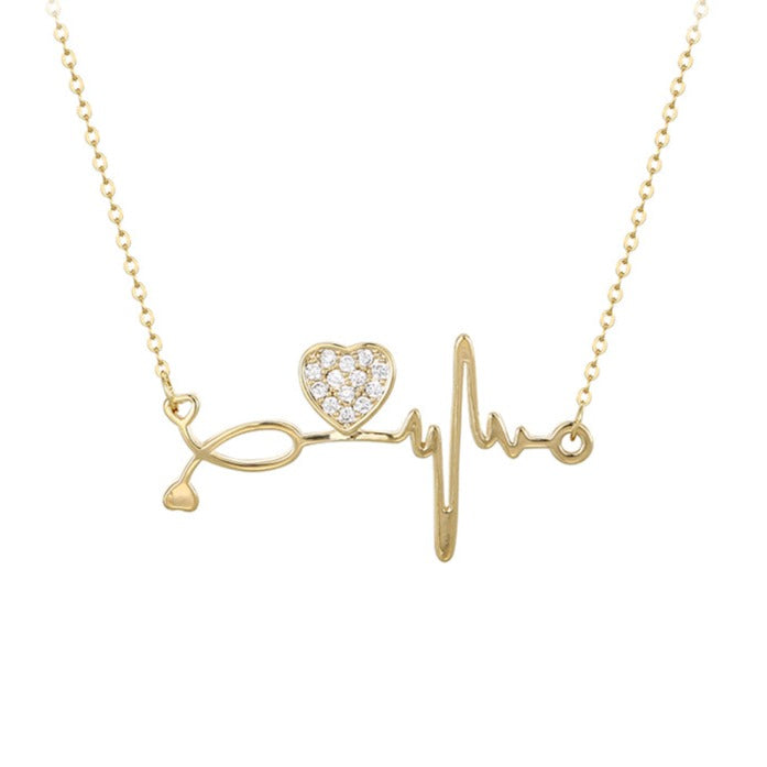 Stethoscope and Heart Necklace in Gold HNS Studio Canada 